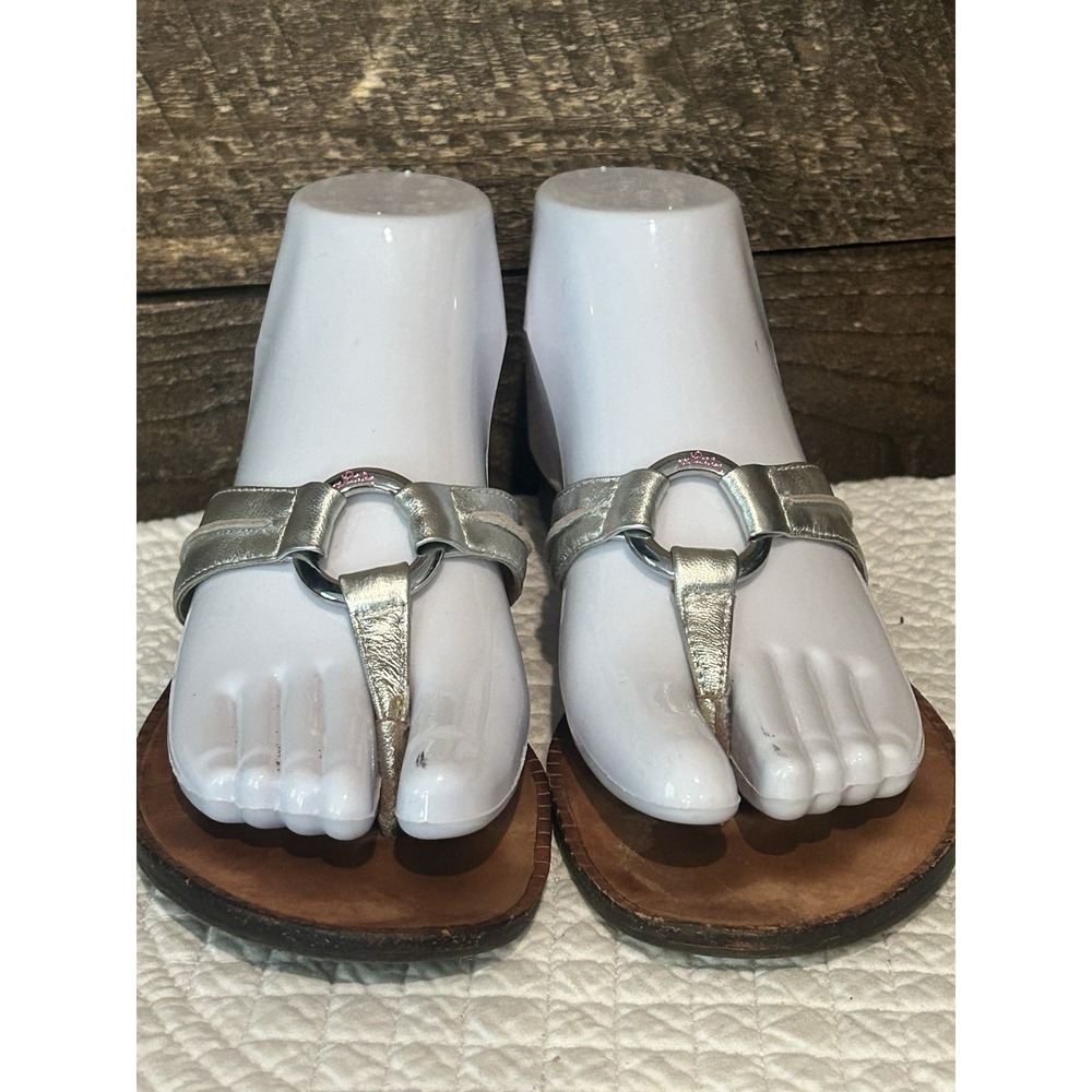 Lilly Pulitzer‎ McKim Sandals Metallic Silver Sz 6 M Flat Thong